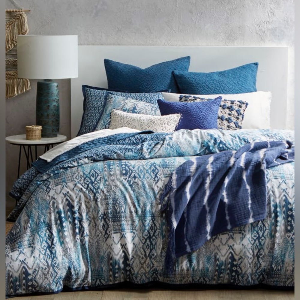 Lucky Brand Sienna Reversible Geometric Cotton Duvet Cover Blanket Pillow Set